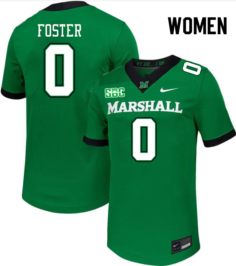 Women #0 Ian Foster Marshall Thundering Herd SBC Conference College Football Jerseys Stitched-Green Women #0 Ian Foster Marshall Thundering Herd SBC Conference College Football Jerseys Stitched-Green